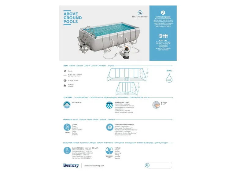 Power Steel™ Frame Pool Komplett-Set, eckig