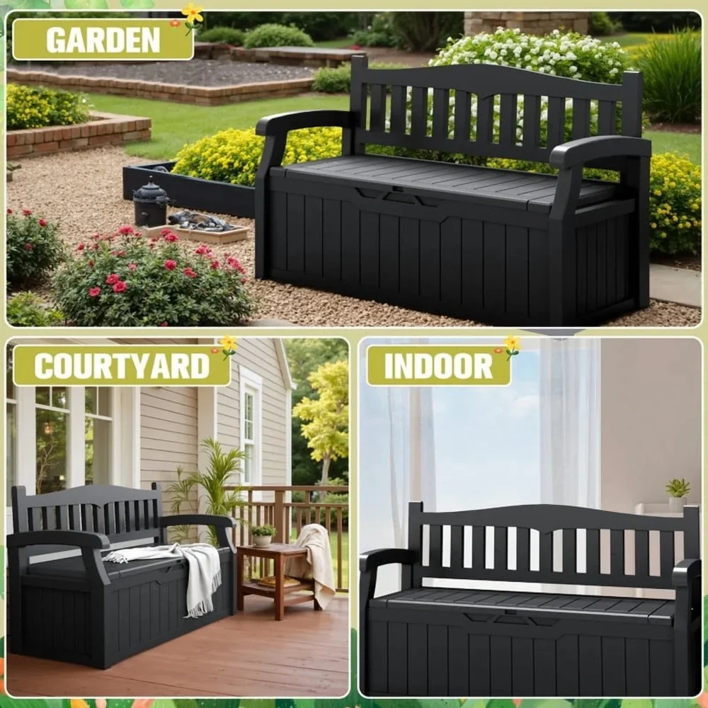 Devoko 82 Gallon Storage Patio Bench and Deck Box Organization Storage Combi for Patio,Garden