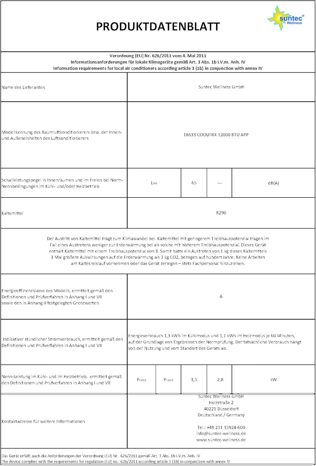 SUNTEC Mobiles Klimagerät Impuls 2.6 Eco R290 – Klimaanlage mobil und leise mit Abluftschlauch – Kühler & Entfeuchter für Räume bis 34 qm – Mobile Kühlung für Wohnung & Büro – 9.000 BTU | 2600 Watt