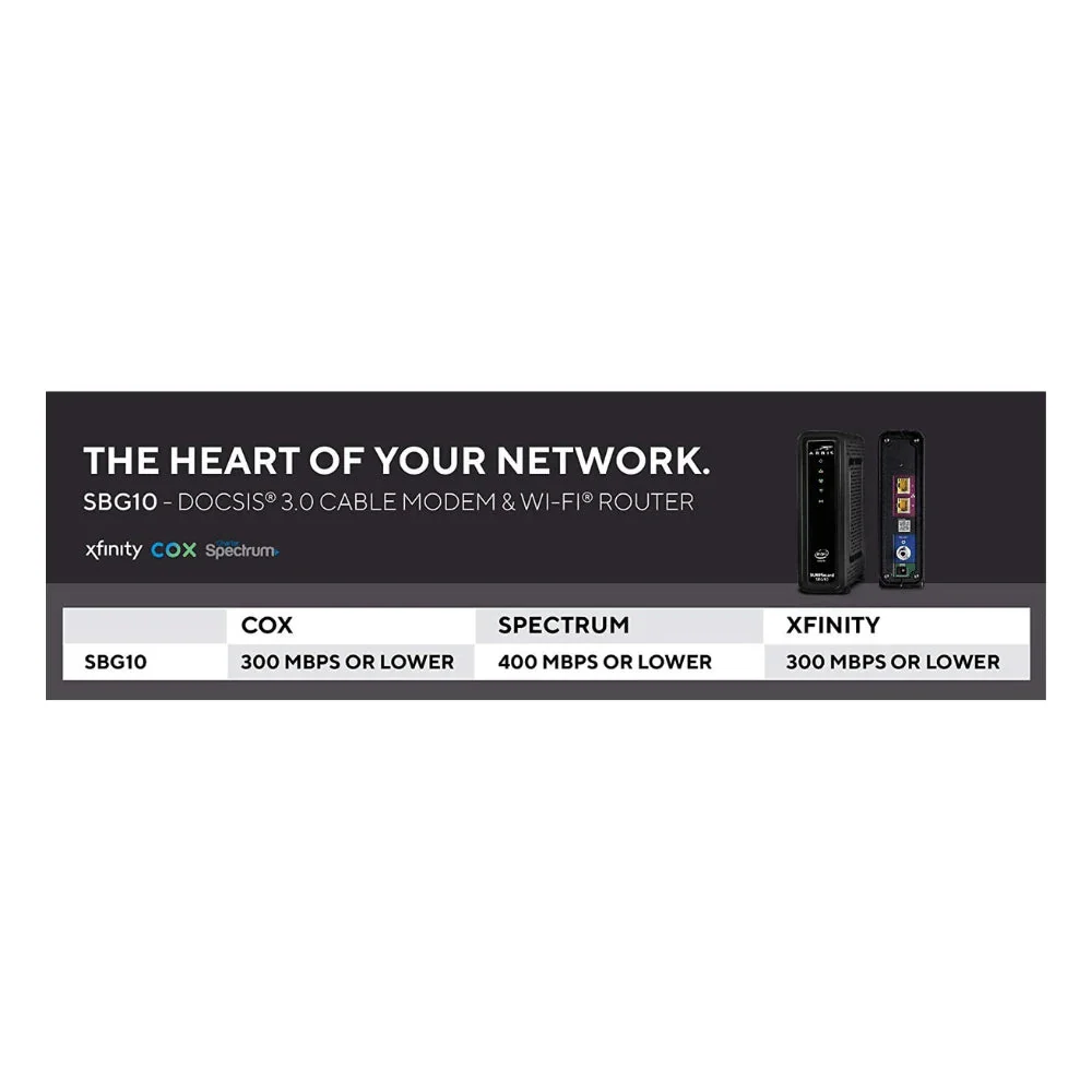2025 Arris SURFboard SBG10 Módem de Cable DOCSIS 3.0 y Router Wi-Fi Dual Band AC1600