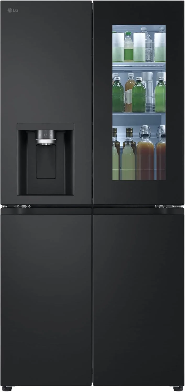 LG GMG861EPAE InstaView SLIM Multi-Door, Classe E, 508 L, Frigorifero Combinato, Erogatore di acqua, ghiaccio e ghiaccio tritato con UVnano, Total NoFrost, Compressore Smart Inverter, Wi-Fi, Colore Nero Opaco