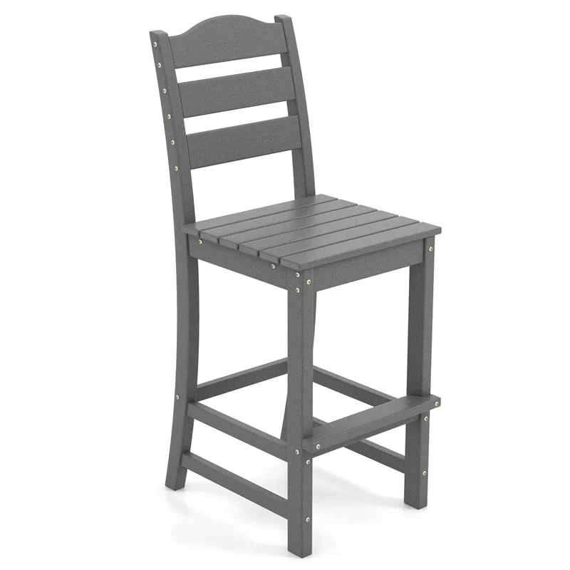 Outdoor Hdpe Bar Stool Patio Tall Bar Chair With Backrest And Footrest 30 Inches Counter Height Barstools For Garden Backyard - Comfortable And Ergonomic Design