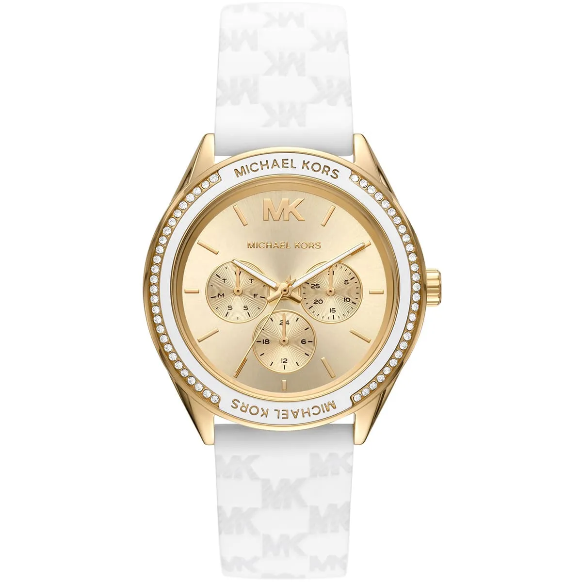 Michael Kors Oversized Jessa Gold-Tone and White Silicone Women's Watch - MK7267