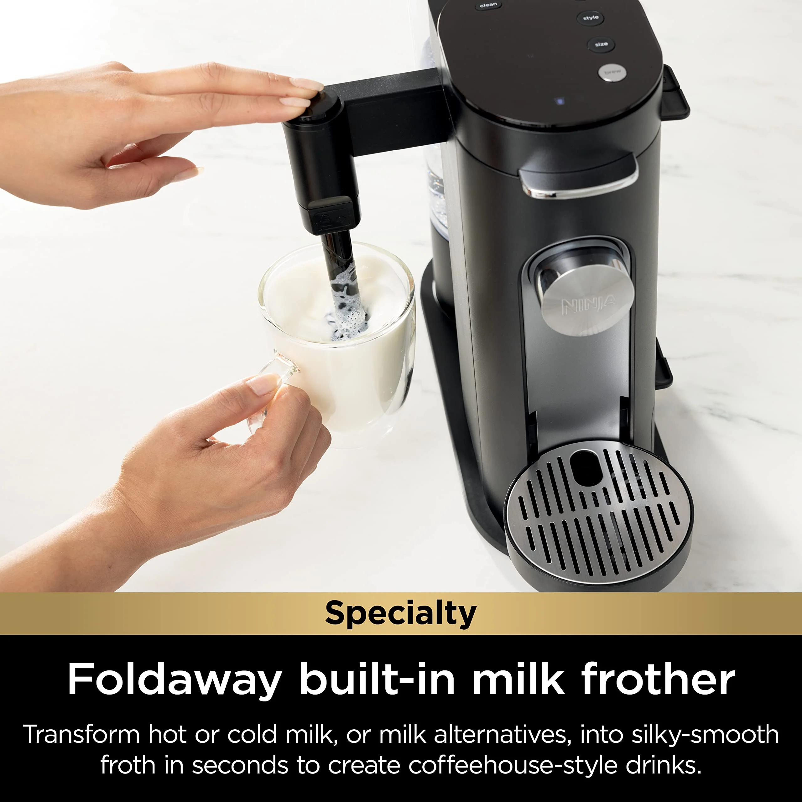 2025 Ninja PB051 Cafetera de Una Sola Taza Compatible con Cápsulas y Café Molido