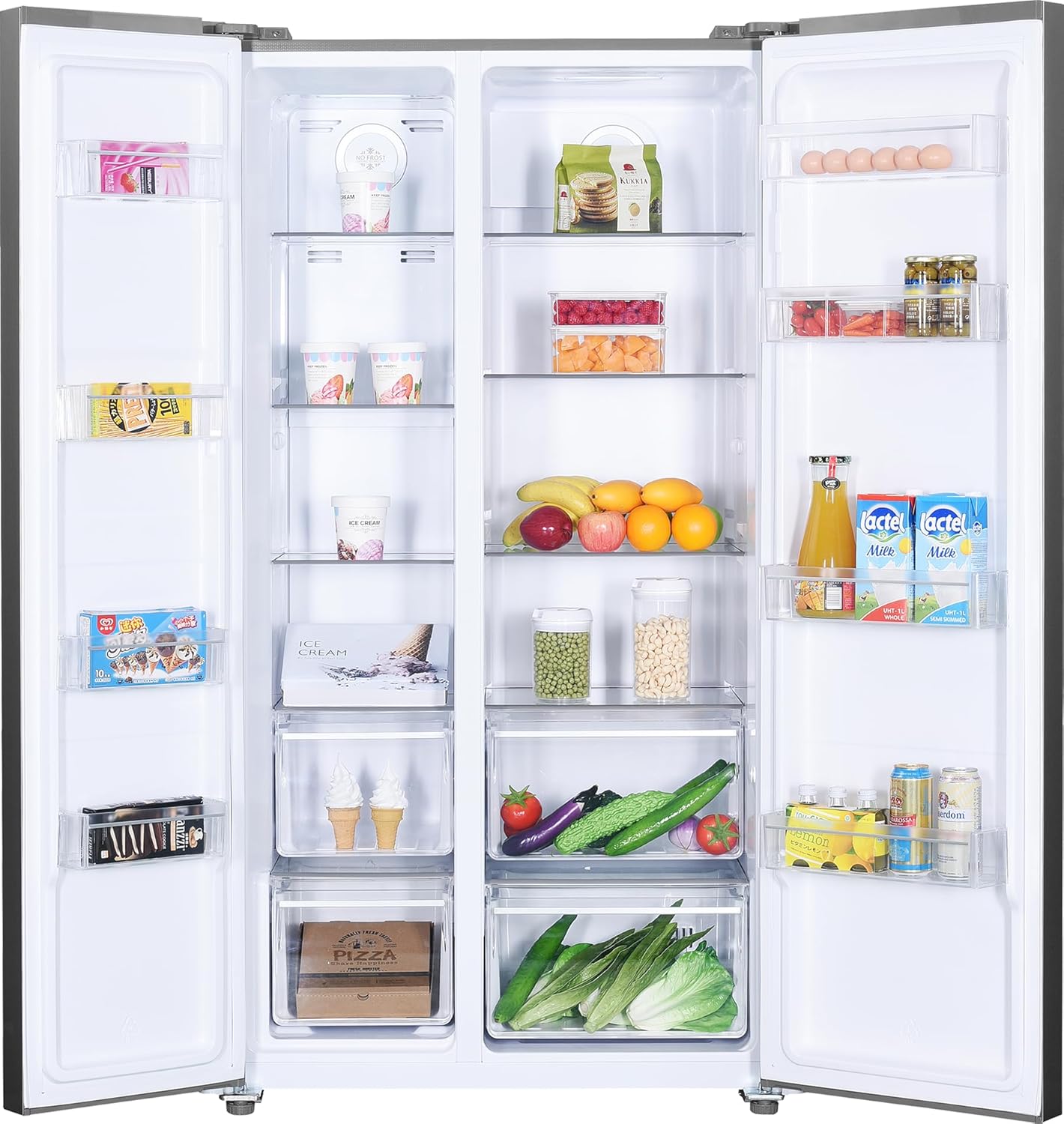 Beko GNO5322WDXPN Side-by-Side, Kühlschrank, Gefrierschrank, 532 l Gesamtvolumen, 347 Liter Kühlbereich, 185 Liter Gefrierbereich, Multifunktionsdisplay, NoFrost, Wasserspender, Edelstahl