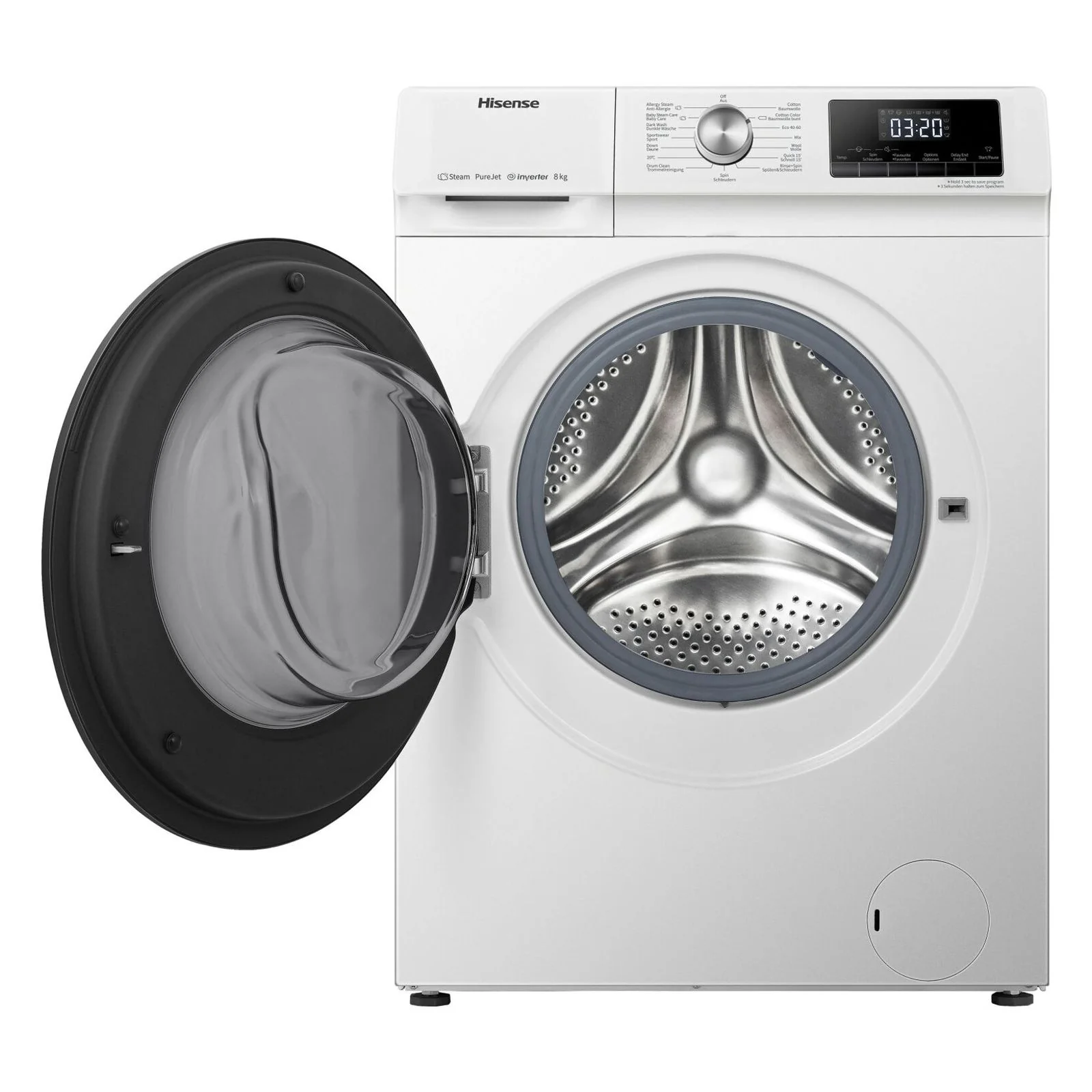 2025 Lavadora Hisense WFQA8014EVJM de carga frontal, 8 kg, 1400 rpm, color blanco