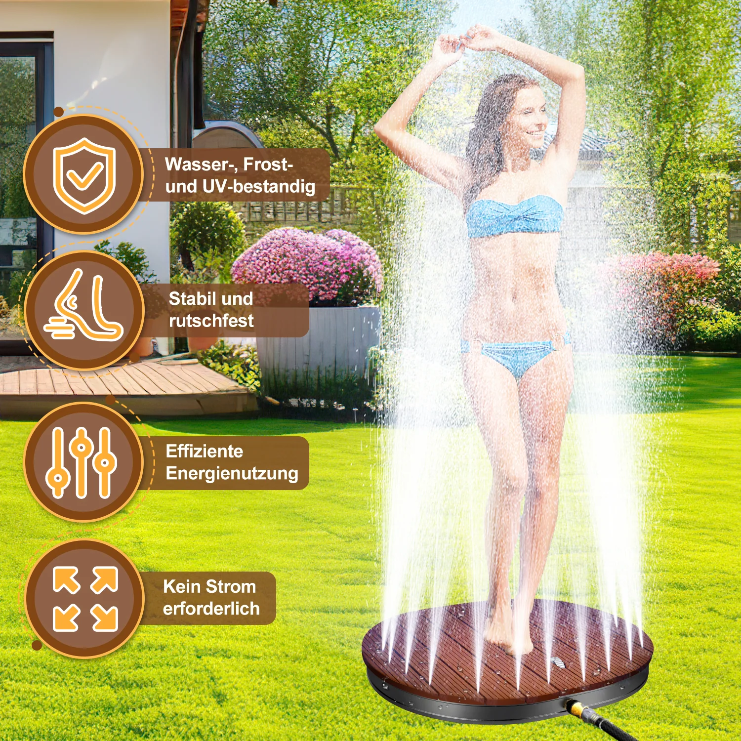 Sonnewelt Bodendusche Gartendusche mit Furad und Kupfer-Düsen