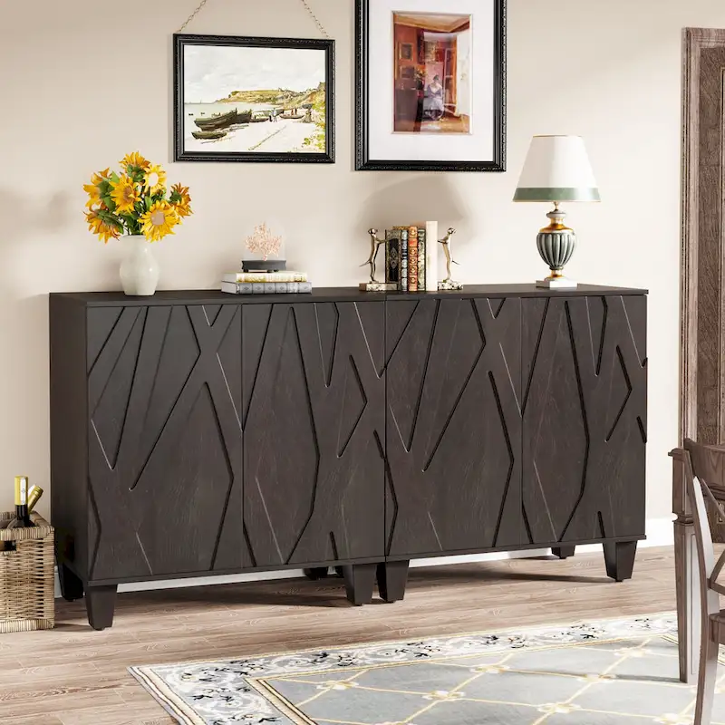 55-Inch Wooden Buffet Cabinet with Adjustable Shelf