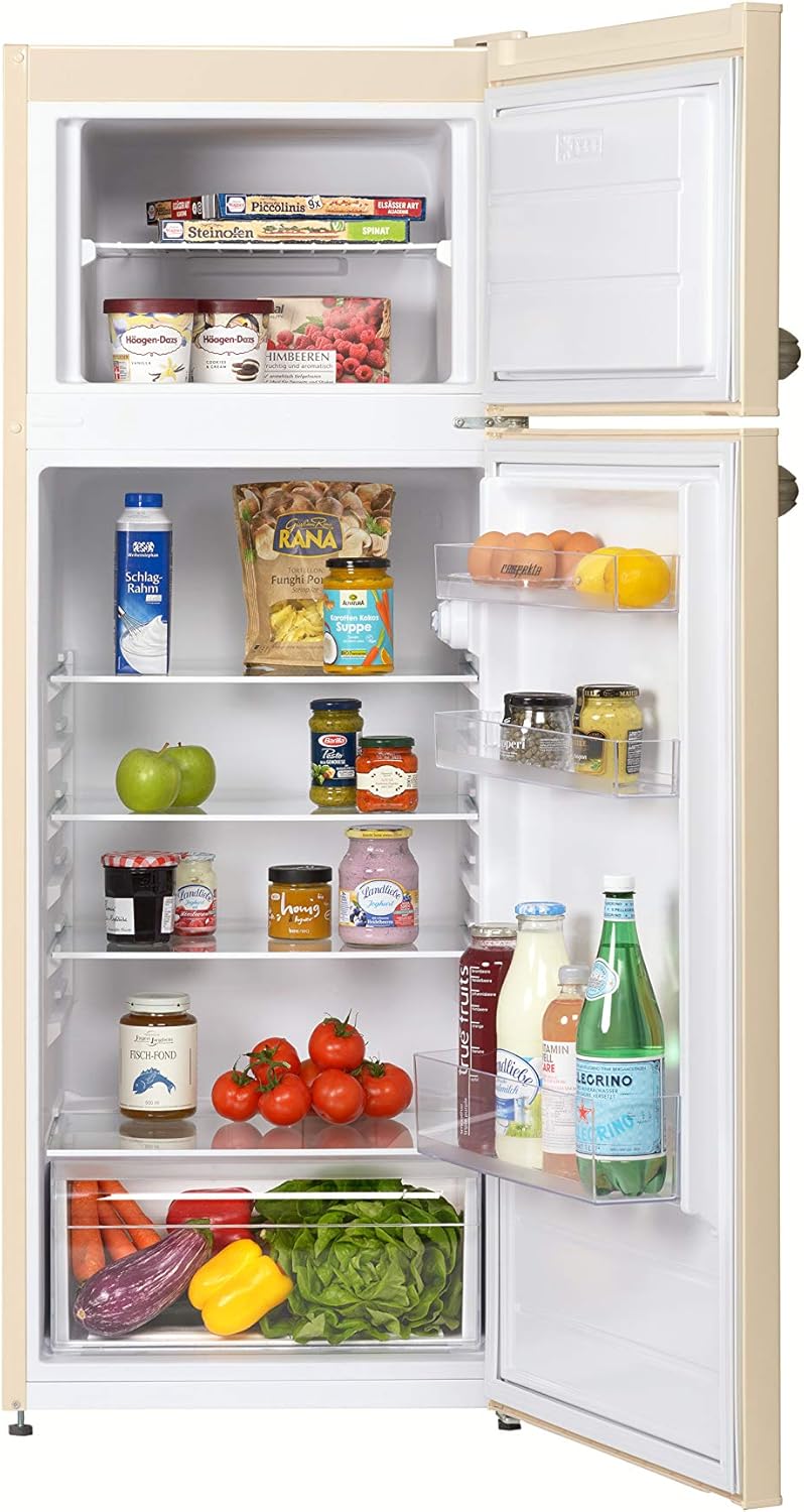 Respekta Retro-Kühlschrank mit Gefrierfach/in schwarz / 145 x 54 cm / 213 L Nutzinhalt/verstellbare Füße/automatisches Abtauverfahren/Schnellgefrierfunktion / KS144VS