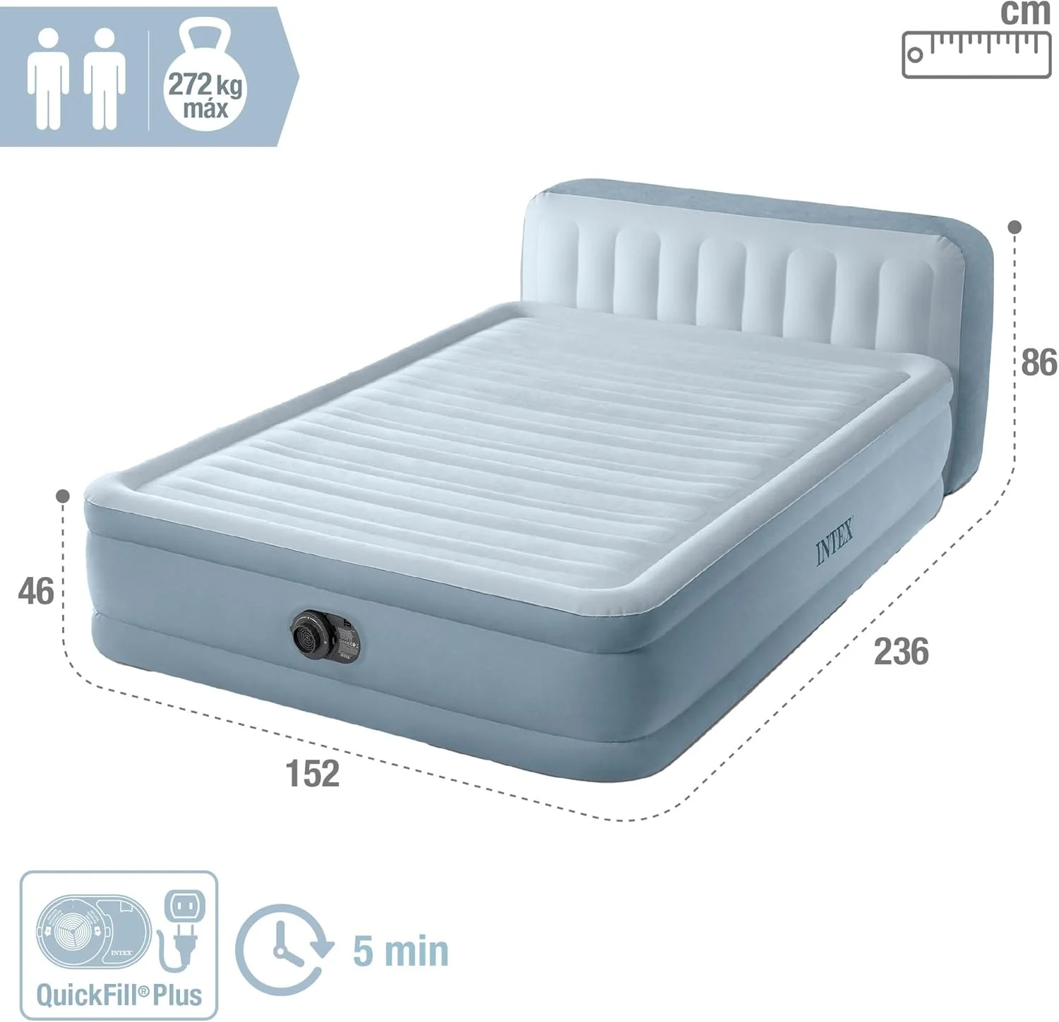 Intex 64428Np – Colchón Inflable Ultra Plush para 2 Personas con Fiber-Tech