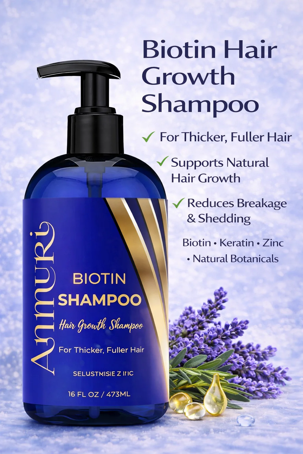 Ammuri Biotin & Caffeine Shampoo | Supports Thicker, Fuller-Looking Hair | 473ml