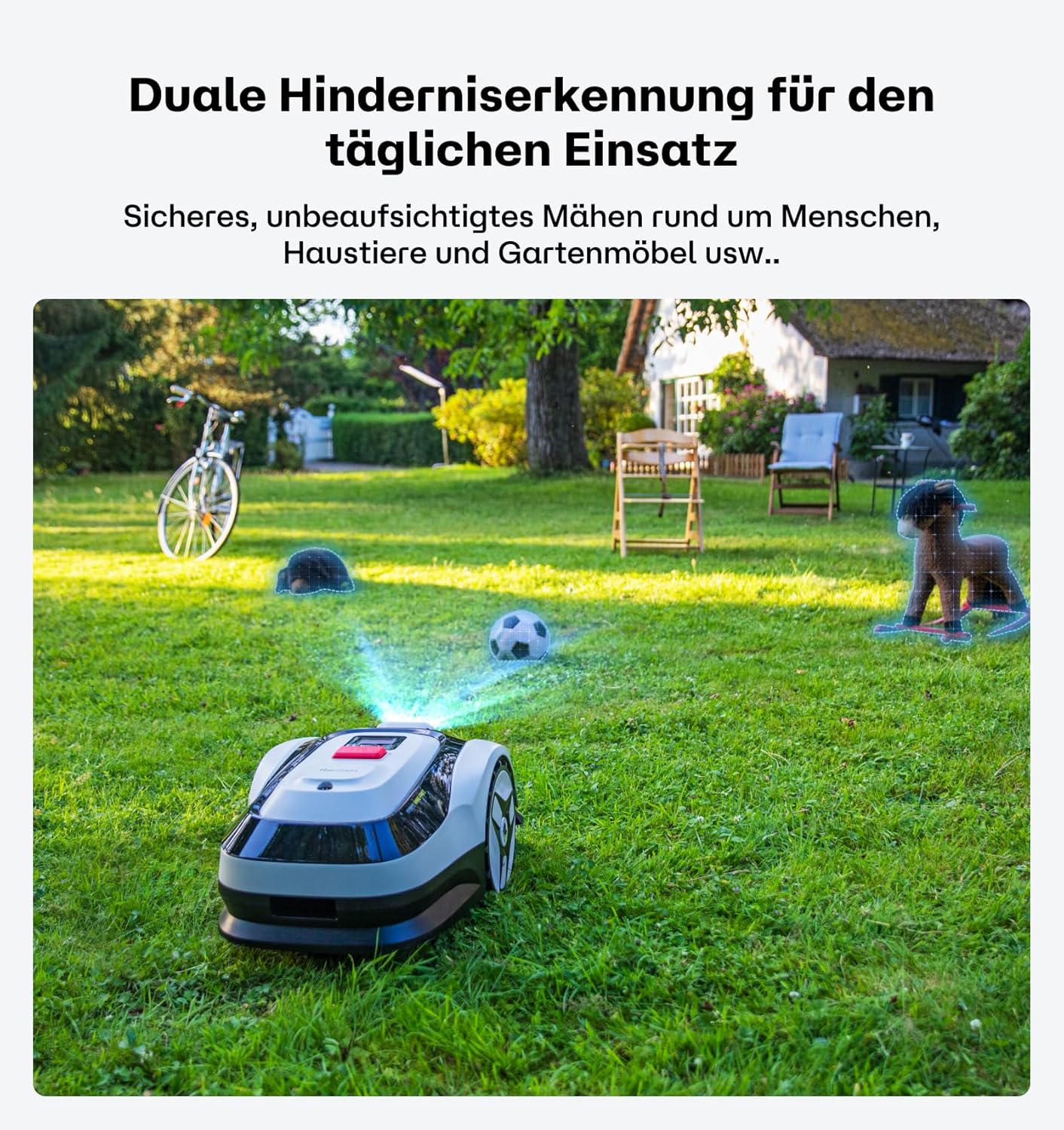 Raccoon 2 SE Mähroboter ohne Begrenzungskabel, Ohne RTK, Max. 600㎡ Rasenfläche, 3-8cm Schnitthöhe, Intelligenter KI Rasenmäher Roboter mit 5 Ah-Schnellladen-Akku, Automatisches Aufladen
