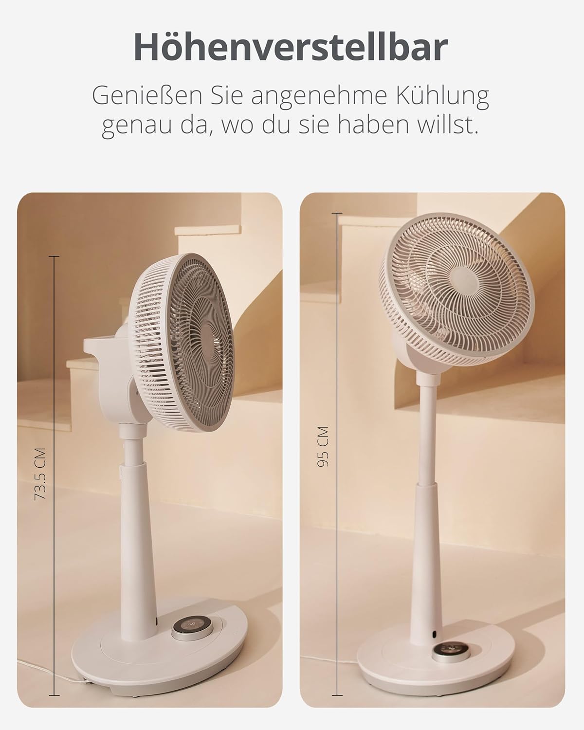 Duux Whisper 2 Standventilator Leise - Sparsamer DC-Motor mit 26 Geschwindigkeiten - Ventilator Höhenverstellbar (73-95cm) - Horizontale + Vertikale Oszillation - Weiß