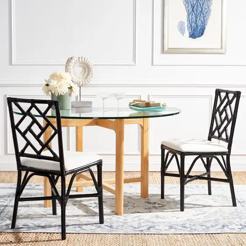 Set of 2 SAFAVIEH Maye Rattan Accent Chairs with Cushions - Dimensions: 18.5
