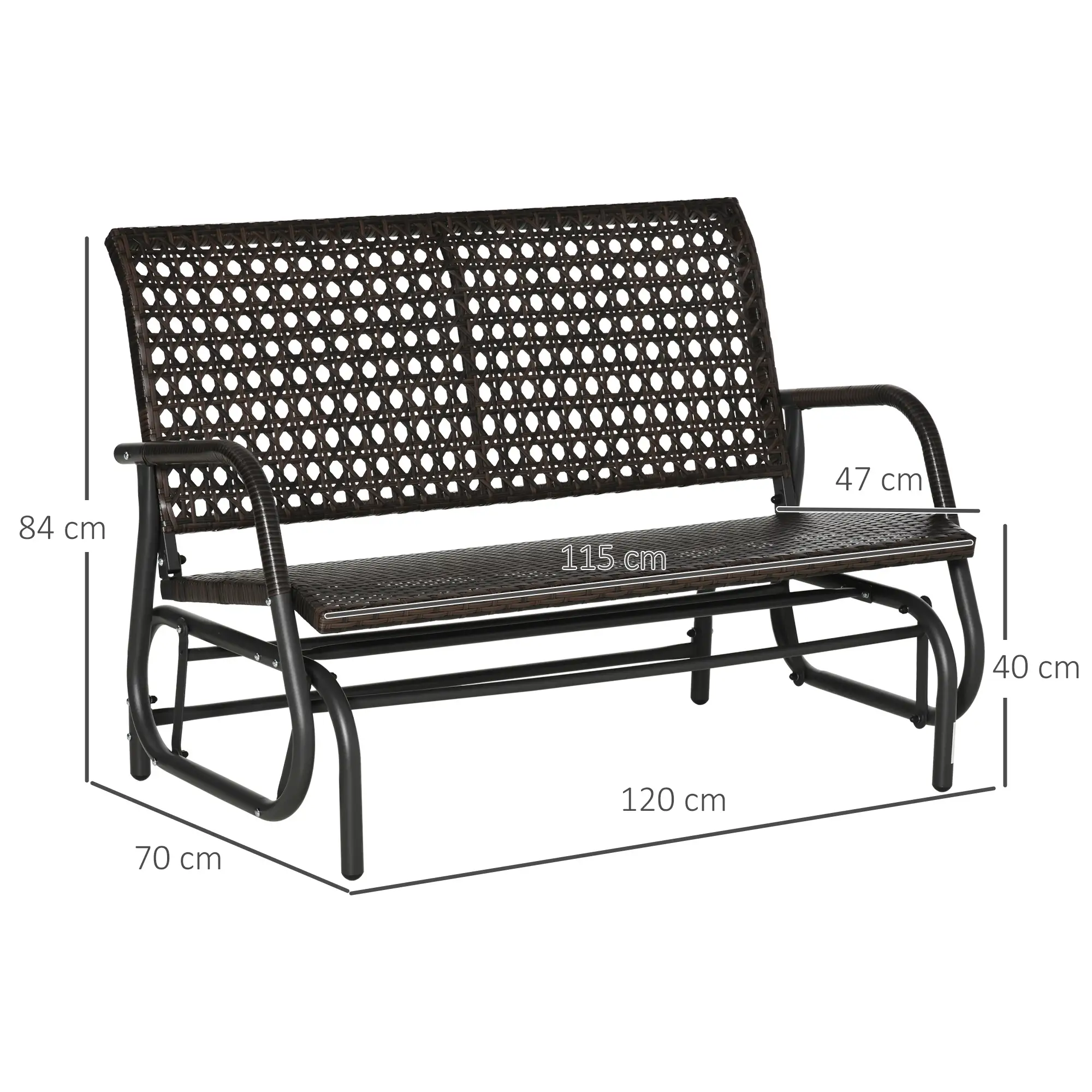 Outsunny Polyrattan Schaukelbank 2-Sitzer Braun