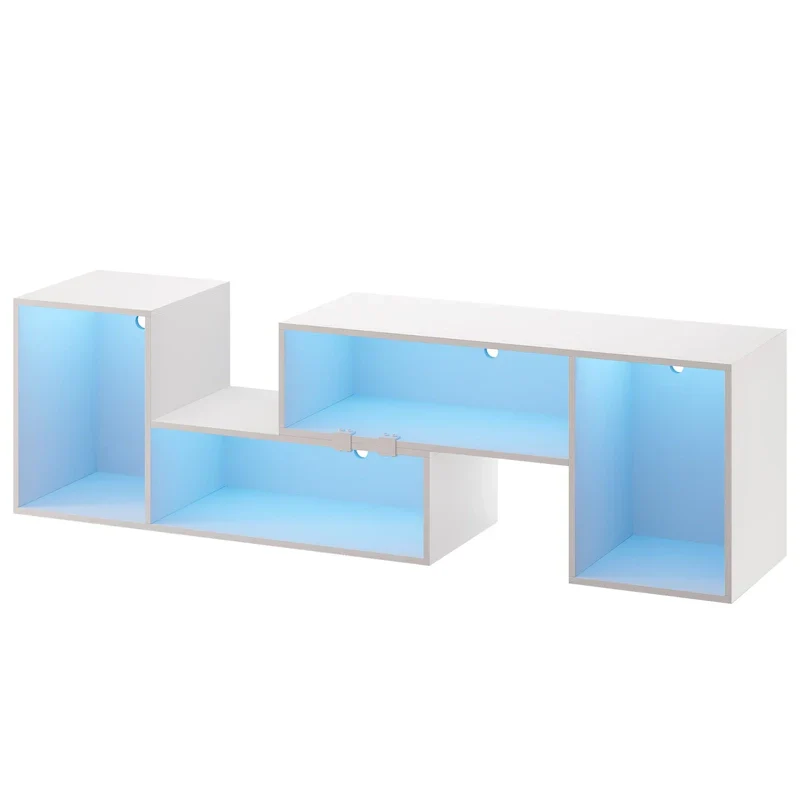 Modern Modular TV Stand with LED Lighting & Open Storage