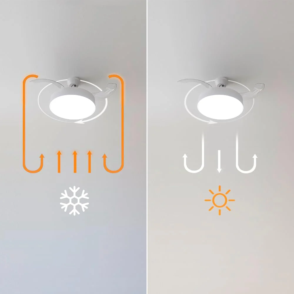 Ventilador de Techo Cecotec con Aspas Retráctiles y Lámpara Invisible EnergySilence Aero 4280 de Acero, 40 W, Diámetro 42 Pulgadas (106 cm), Temporizador, 3 Tonos de Luz, Función Verano-Invierno