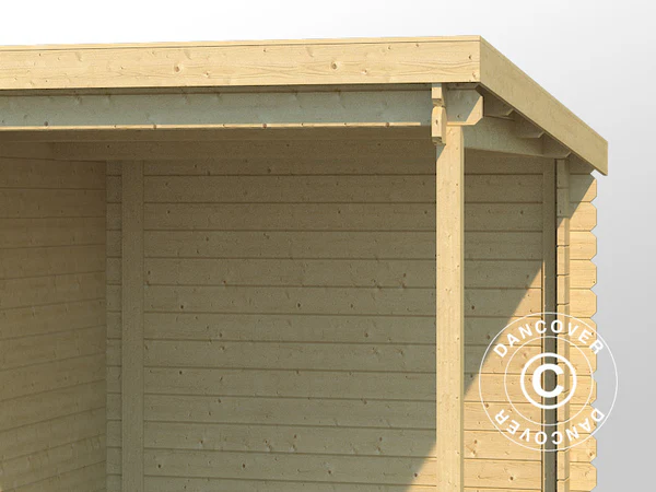 Casetta da giardino Tartu con mantovana check 4,81x2,92x2,11m, 28mm, 13,6m², Naturale