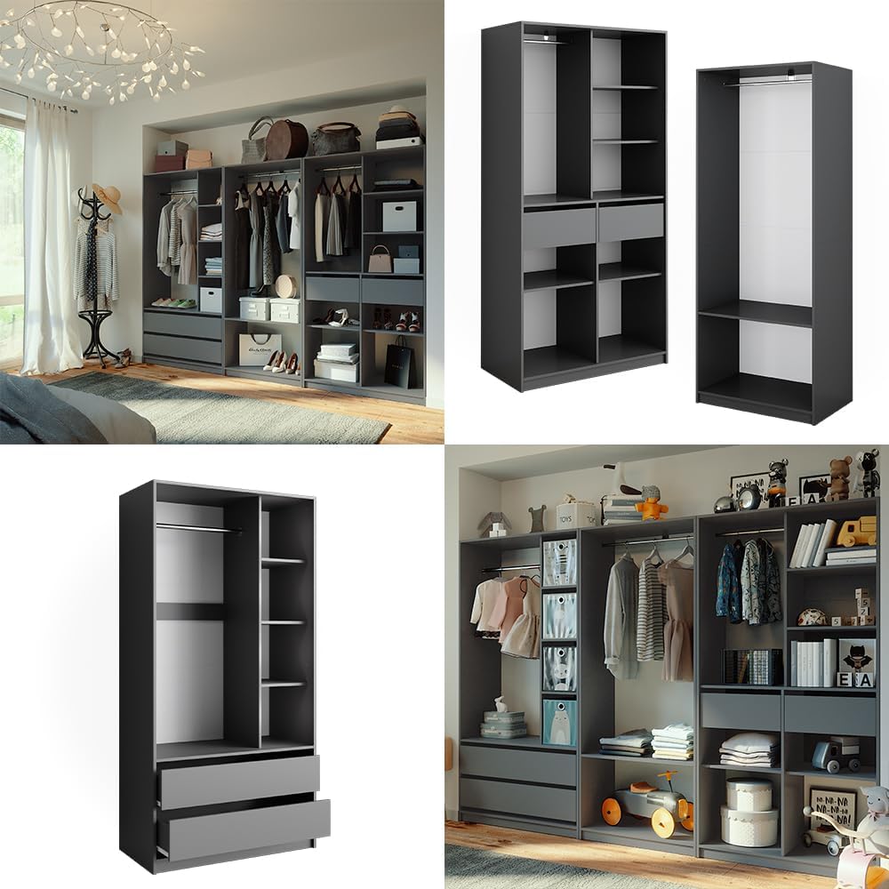 Vicco Elmo Cabinet, Anthracite, 280 x 200 cm, Pack of 3