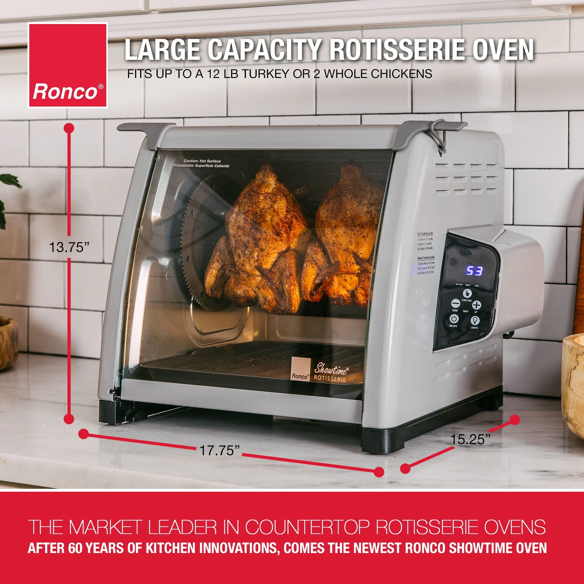 Ronco 6000 Platinum Series Rotisserie Oven with Rotisserie Spit and Multi-Purpose Basket