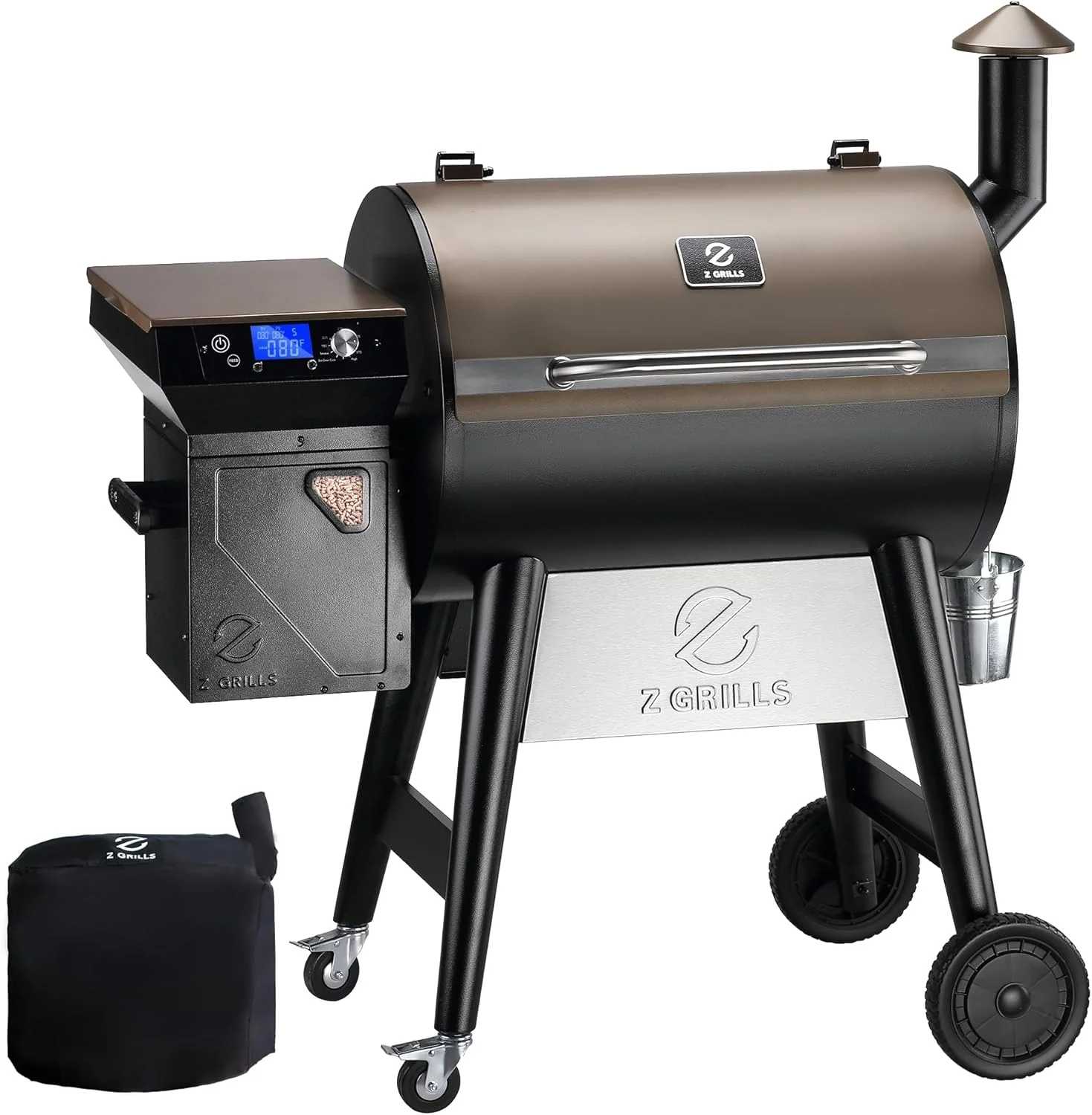 Z GRILLS Wood Pellet Grill Smoker with 552 Cooking Area & Front Shelf for Outdoor BBQ, Smoke, Bake and Roast, 550C