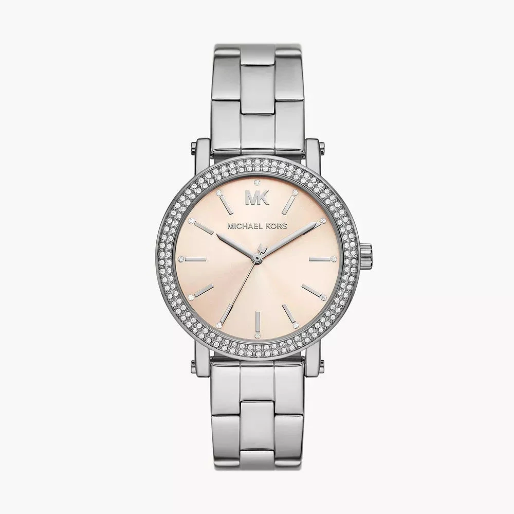 Michael Kors Corey Three-Hand Pink Dial Silver Women's Watch - MKO1050