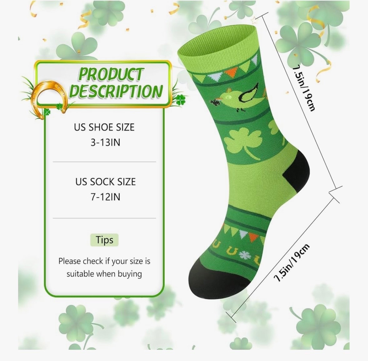 St Patricks Day Socks | Shamrock Socks | St Pattys Day Socks | 10