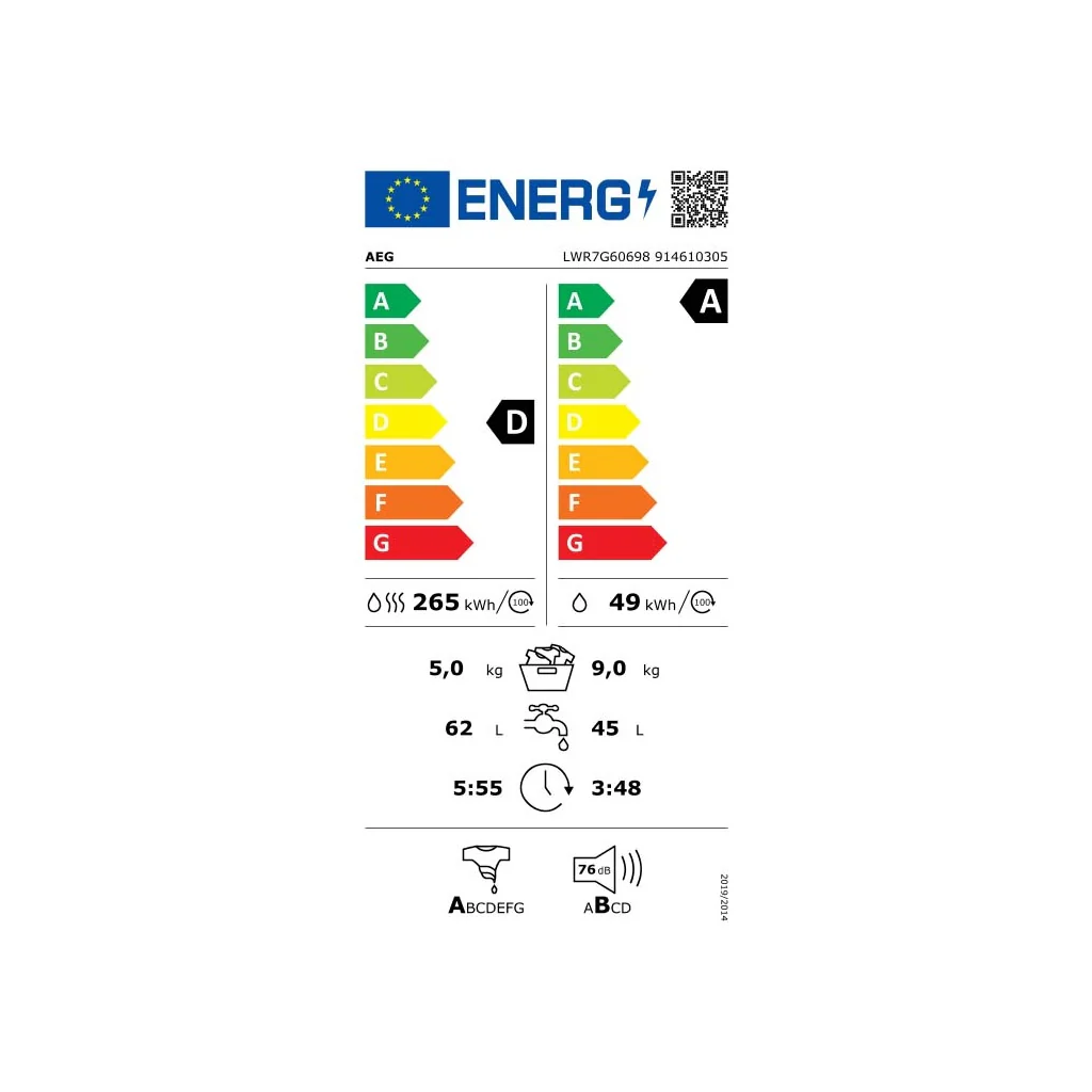 2025 Lavadora-secadora Electrolux AEG MDA LWR7G60698 9/5 kg
