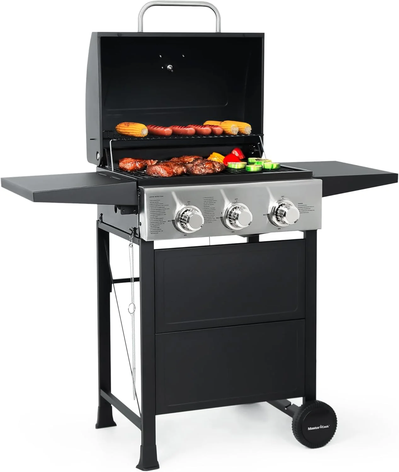 MASTER COOK 3 Burners Propane Grill, 472 Sq.In Cooking Area with Warming Rack