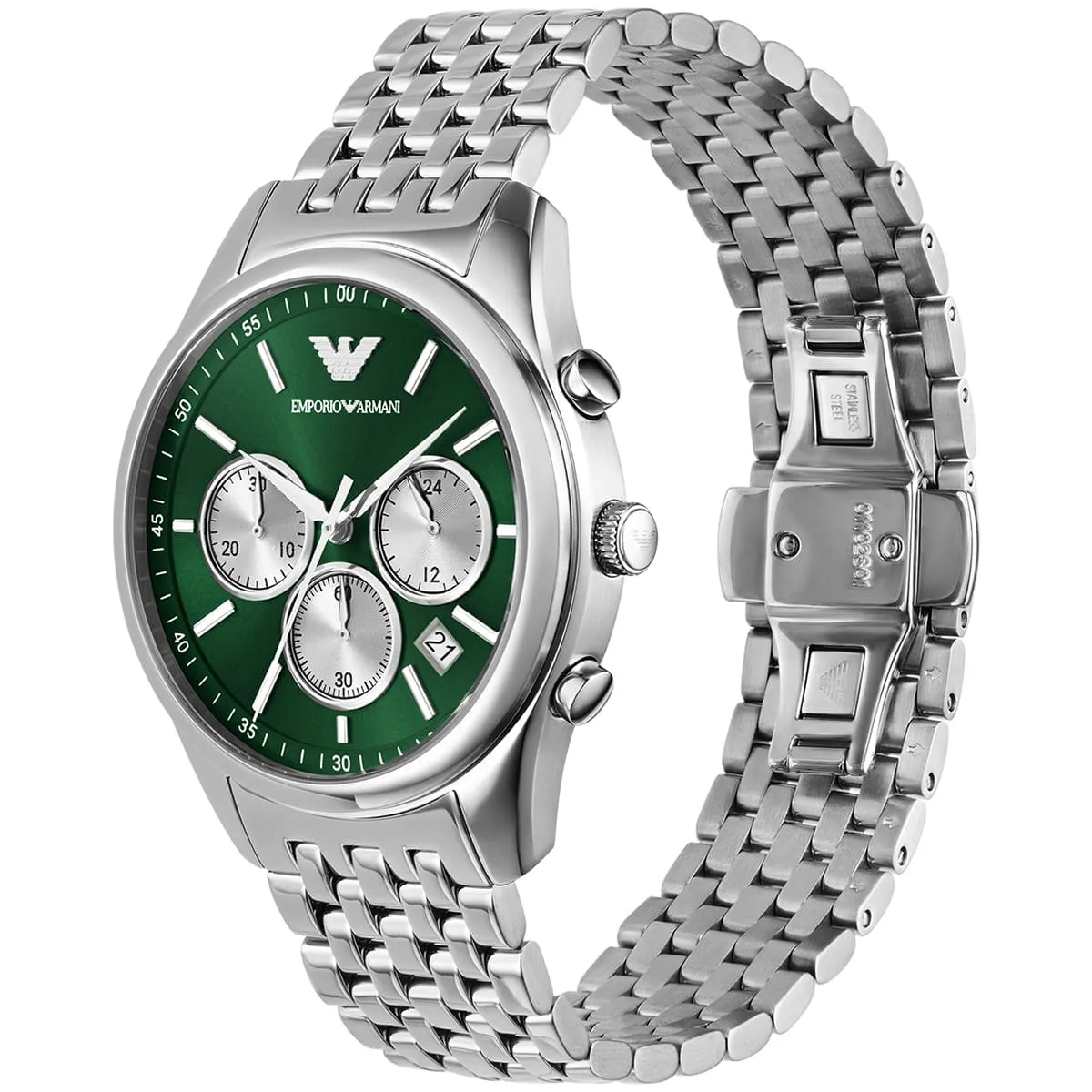 Emporio Armani Antonio Chronograph Green Dial Silver Men's Watch - AR11581