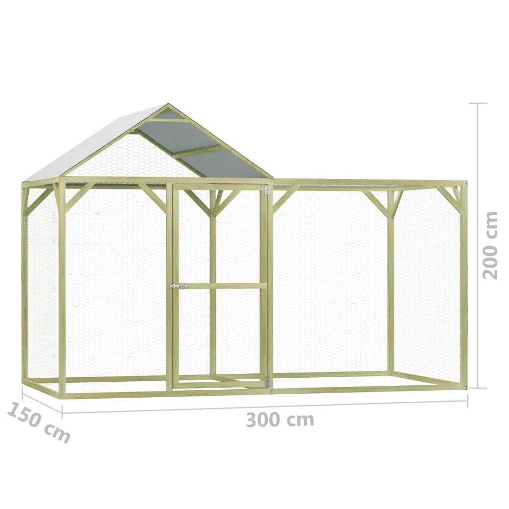 2025 Gallinero de madera impregnada 3 x 1,5 x 2 m – Recinto seguro para aves y pequeños animales