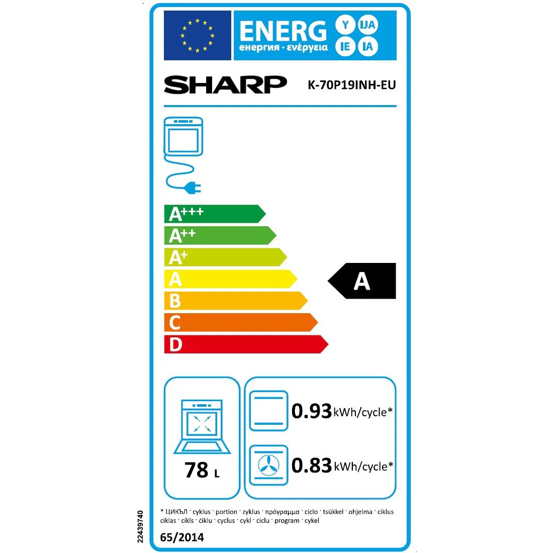 Sharp Backofen Einbau K-70P19INH-EU