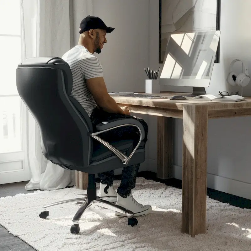 Big and Tall Office Chair with High Back Lumbar Support and Rolling Base