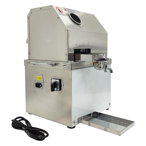 LGXEnzhuo 110V Electric Sugar Cane Press Juicer Machine, 800W Stainless Steel Desktop Sugarcane Juicing Crusher Extractor, with 3 Rollers for Home and Commercial: Home & Kitchen