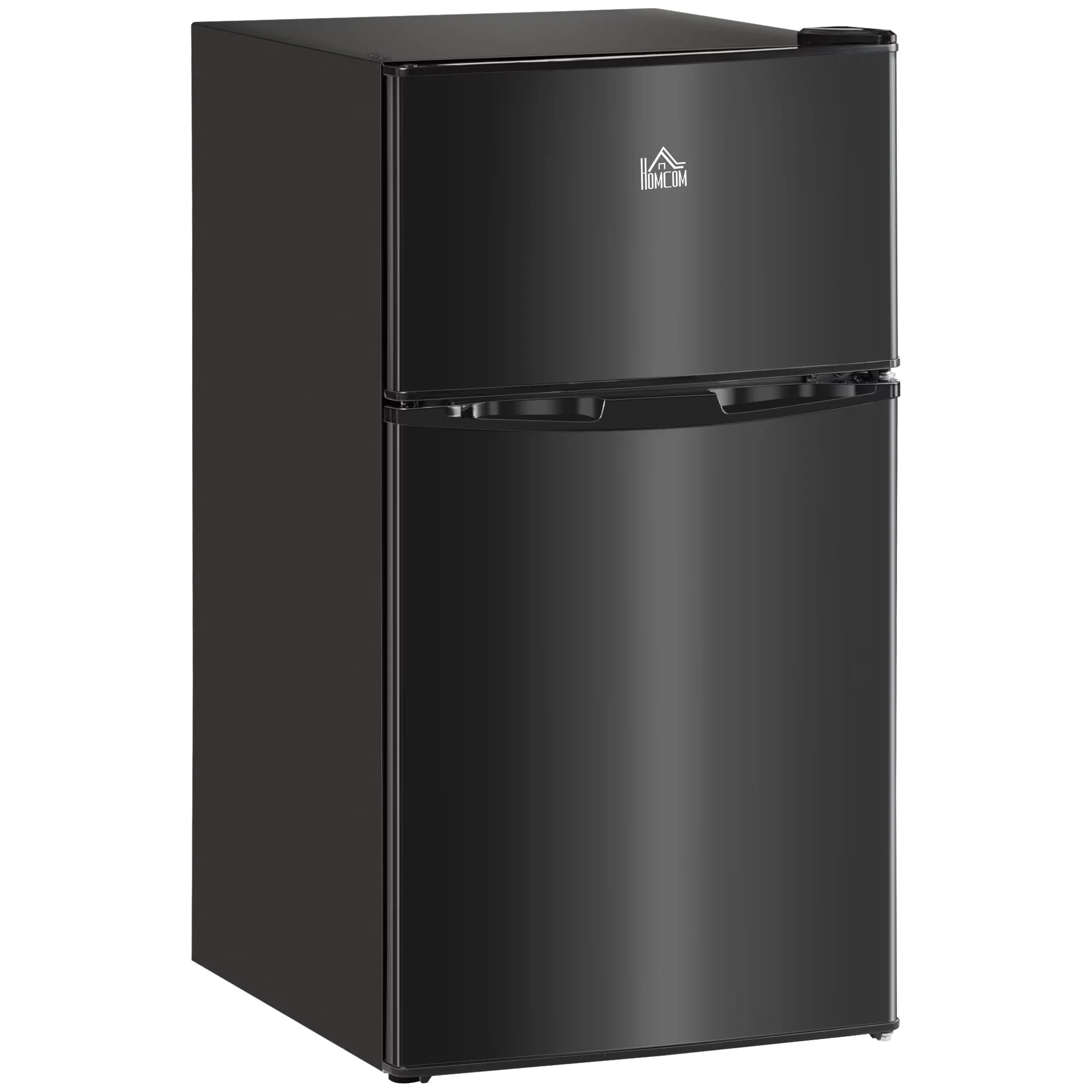 3.2 Cu.Ft Mini Fridge with Freezer, Double Door Compact Refrigerator with Adjustable Thermostat, Shelf and Reversible Door for Bedroom, Dorm, Home Office, Energy Efficient, Black
