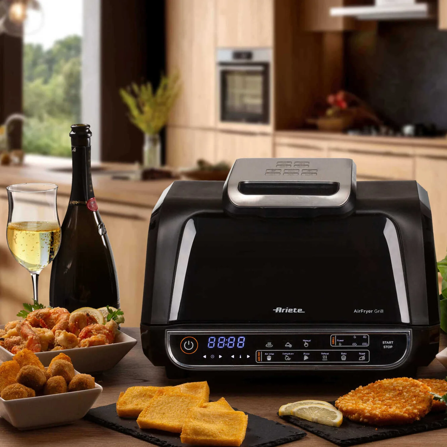 ARIETE - Friggitrice ad Aria Multifunzione Air Fryer Grill 8 litri 1700 Watt