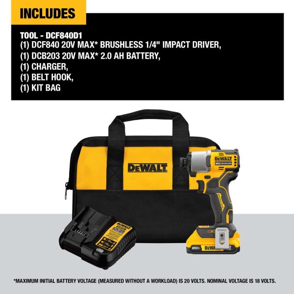 20V Max 20-volt Max Brushless Impact Driver (1-Battery Included, Charger Included and Soft Bag included)