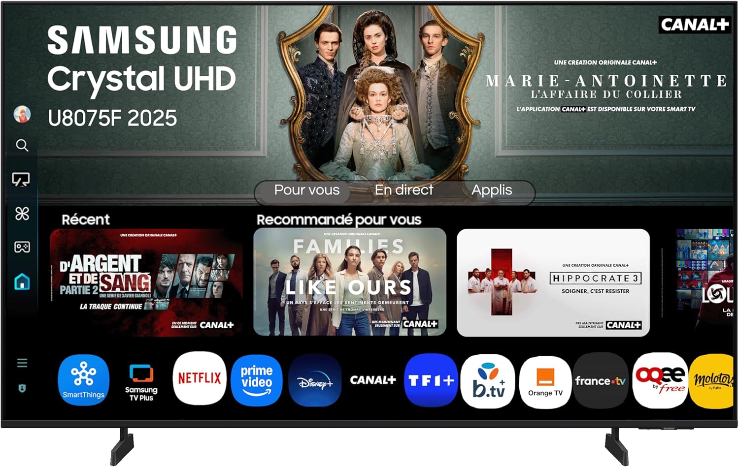 SAMSUNG 43-tums Crystal UHD U8075F 4K Smart TV, fantastiska färger med Crystal Processor 4K, lyssna på vilken högtalare som helst med Q-Symphony, Knox Security och Gaming Hub-skyddade data