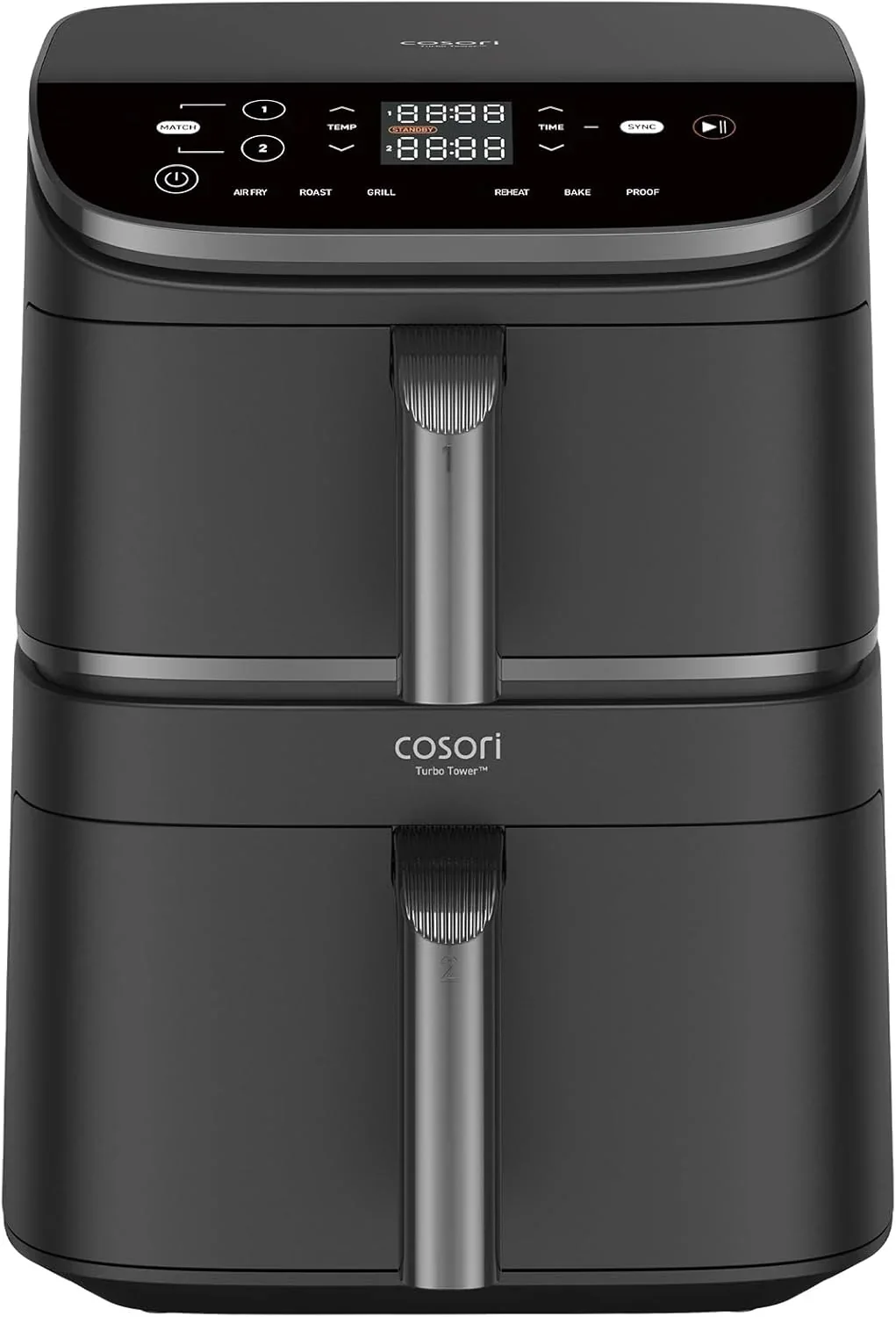 2026 Cosori Turbo Tower Freidora de Aire10,8L con Cesta Verticales, Cocción en 3 Niveles que Ahorra Espacio, 2630 W, 6 funciones, 2 DC Motores, Más de 50 Recetas Completas en Línea