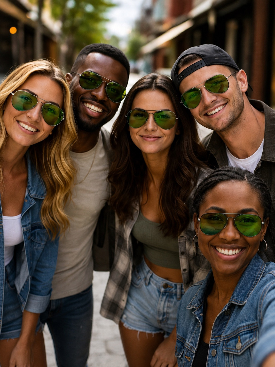 Silver Frame and Green Lens Aviator Sunglasses 1105G