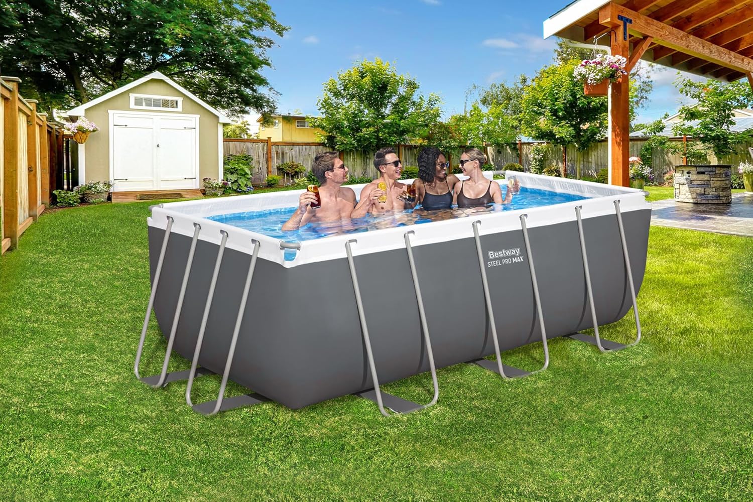 Bestway Juego de Piscina Rectangular de 13'6