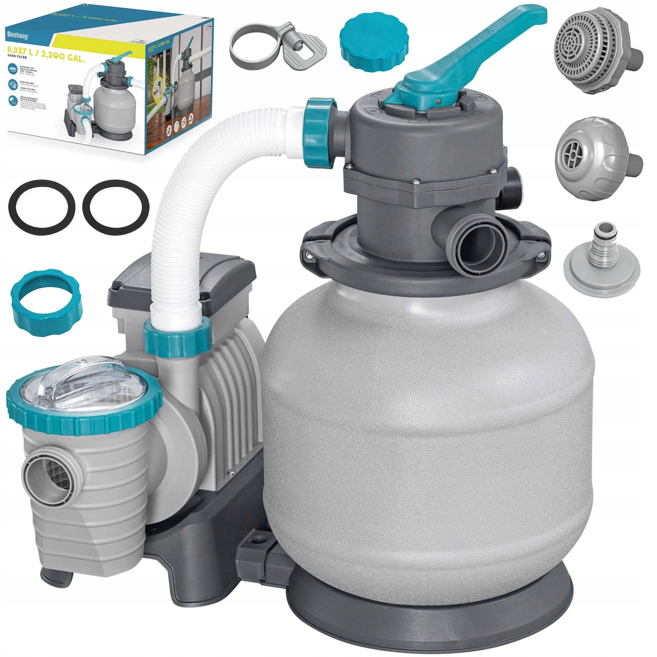 Pompa piaskowa do basenu filtr do basenów 11355 L/h złączki węże Bestway
