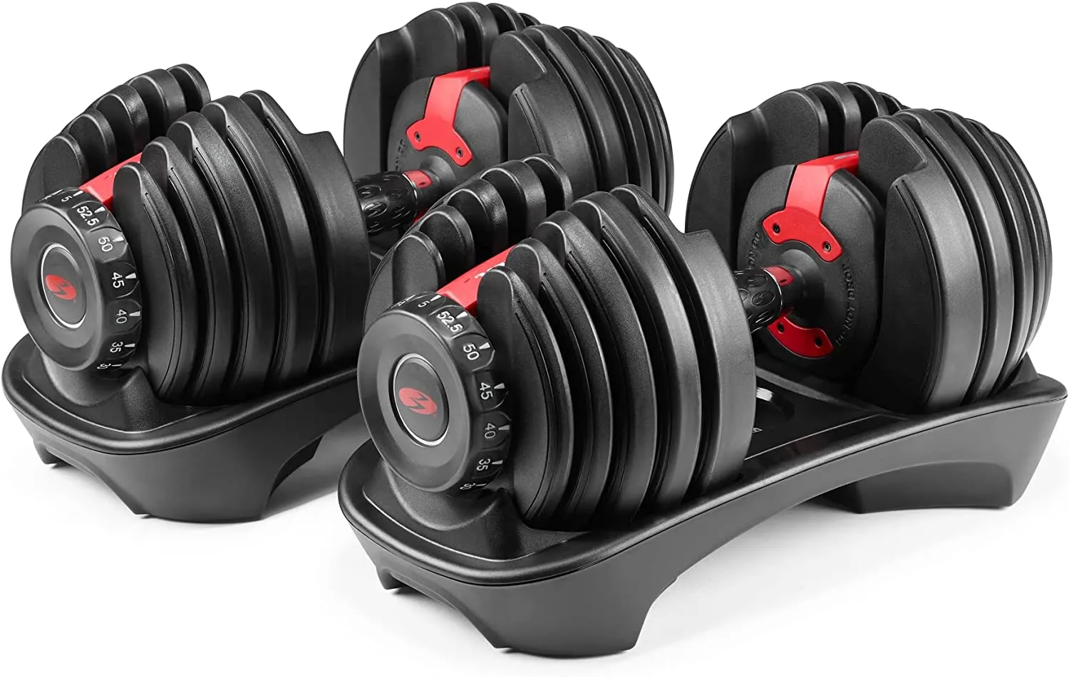 Bowflex SelectTech 552 Adjustable Dumbbells Pair, 5-52.5 lbs, Space-Saving Home Gym Equipment
