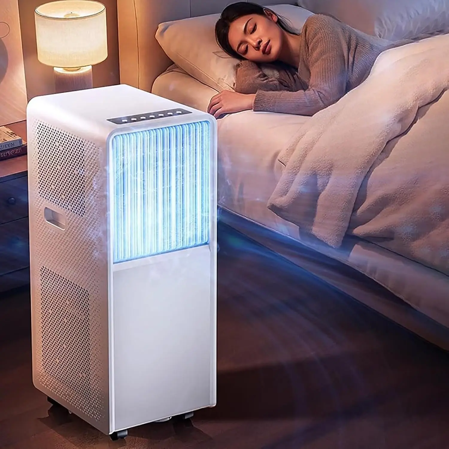 Mando a distancia LCAIHONG Aire Acondicionado Portátil Frío y Calor 14000BTU, Freestanding Silencioso con Mando a Distancia, rojo