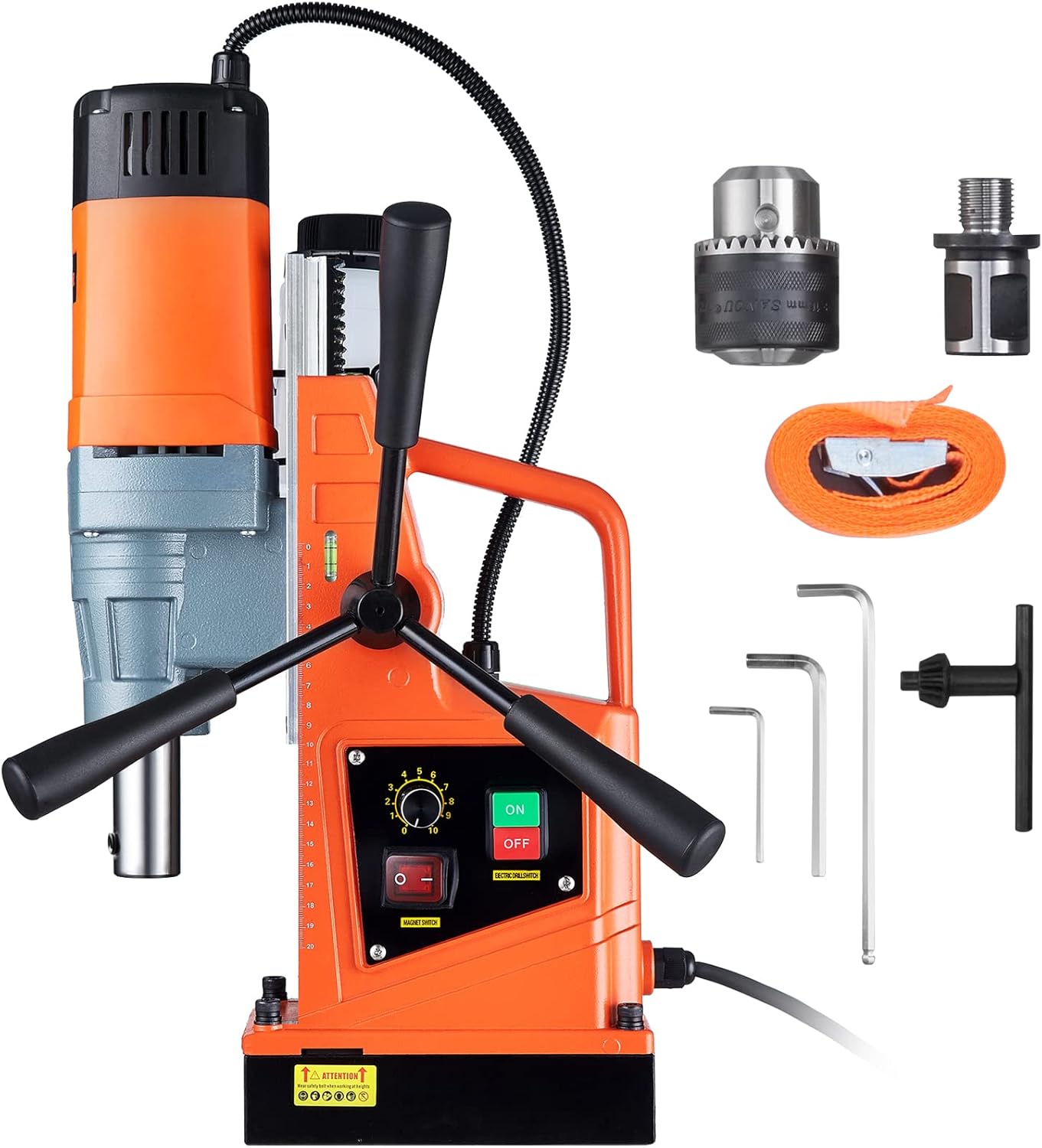 2025 Taladro magnético 1550 W, diámetro de perforación 2 pulgadas, fuerza magnética 2922 lbf, 500 rpm, 10 velocidades, taladro eléctrico para superficies metálicas, uso industrial y bricolaje