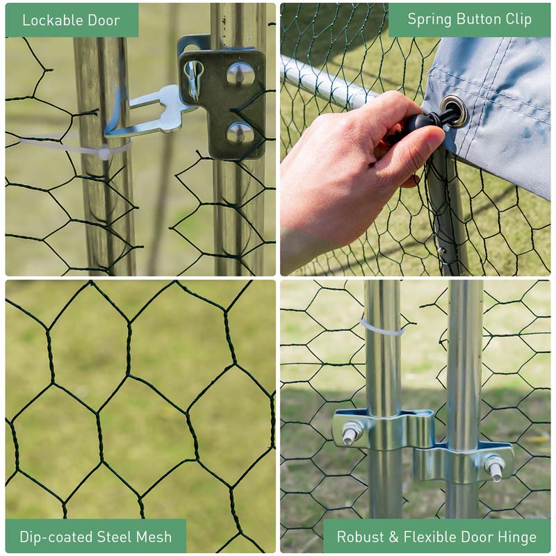 25 Ft Large Metal Chicken Coop Walk In Dome Poultry Cage Hen Run House Rabbits Habitat Cage With Cover - Waterproof Protective Cover
