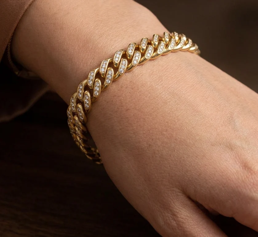Big Daddy 10MM Iced Out Cuban Link Gold Bracelet