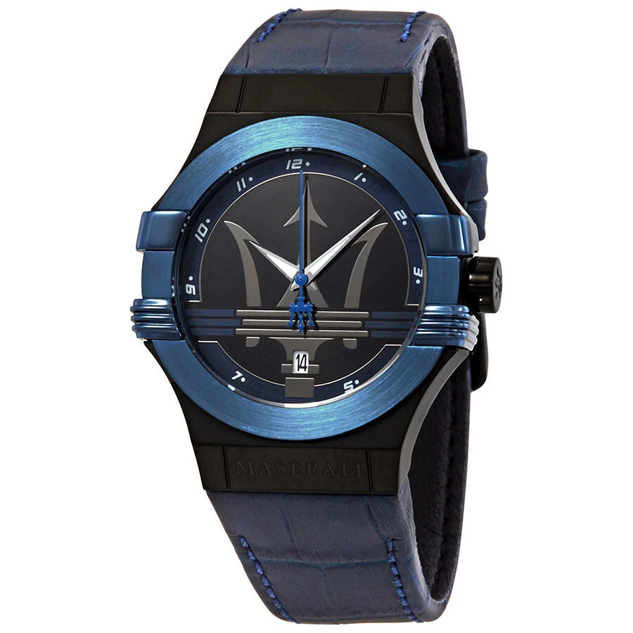 Maserati Potenza Blue Dial Blue Leather Strap Men's Watch R8851108007