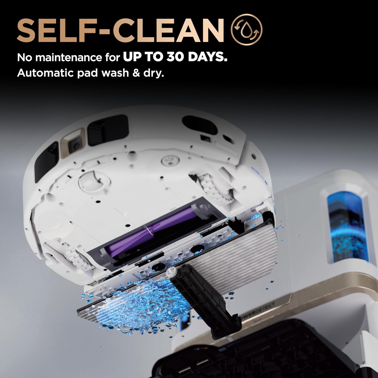 Shark Robot Vacuum & Mop Combo, PowerDetect NeverTouch Pro,Self-Emptying,Self-Refill with Self-Clean Pad Wash & Dry, 60-Day Debris Capacity,30-Day Refill Tank, 5PowerDetect Technologies,White,AV2800ZE
