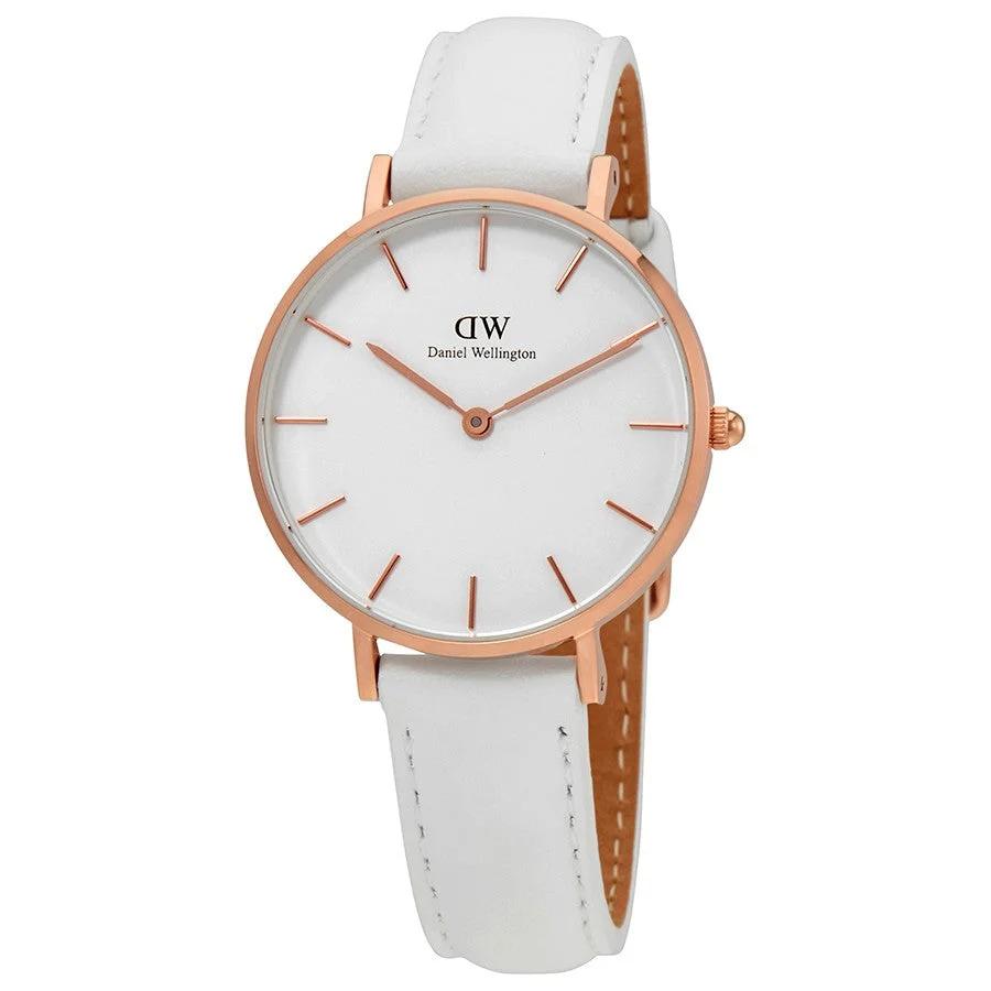 Daniel Wellington Petite Bondi 32mm White Dial Genuine Leather Women's Gold Watch - DW00100189